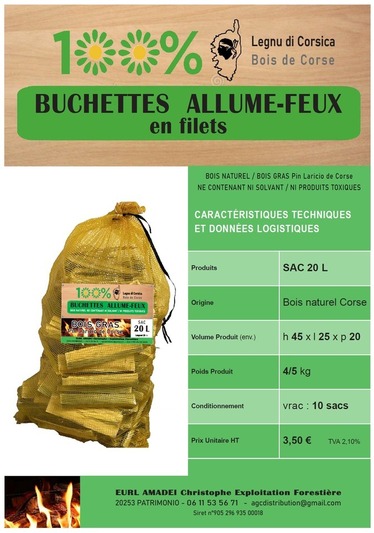 Sacs de bûchettes allume-feu - Pin larriciu