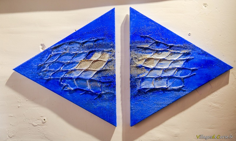 Blaues Diptychon Abstrakte Kunst