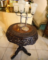 Guéridon indien 19ème avec deux lampes - Antiquaire Antiquités - Bastia, Corse