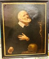 Huile sur toile du XVIIIe siècle représentant Saint Vincent de Paul - Antiquaire à Bastia, Corse