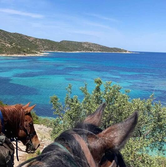 Randonnee a cheval plage saint florent mer centre equestre l indianna oletta