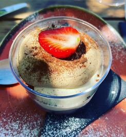 Tiramisu with hazelnut mousse and canistrelli - Restaurant U Palmentu - Centuri, Corsica